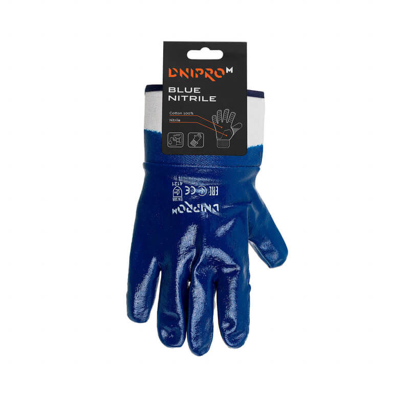 Рукавички господарські Dnipro-M Blue nitrile маслобензостійкі